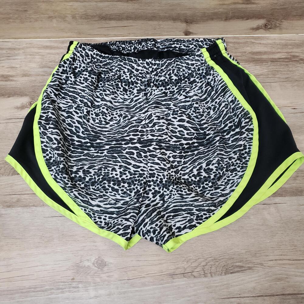 Nike Dri-FIT Running Shorts Womens XS Animal Print Lined 4 Inseam Neon Athletic